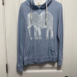 Blue Hoodie with Elephant Design